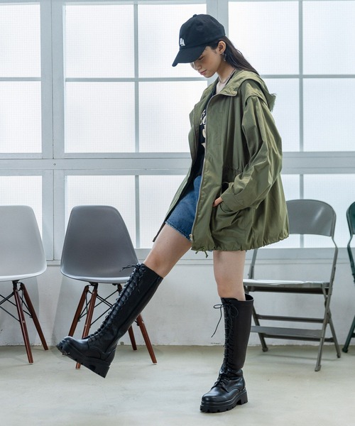 repipi armario（レピピ アルマリオ）の「2WAYミリタリーコート（ミリタリージャケット・キッズ・ブラック/カーキ・SMALL/MEDIUM/LARGE）」の6枚目の写真