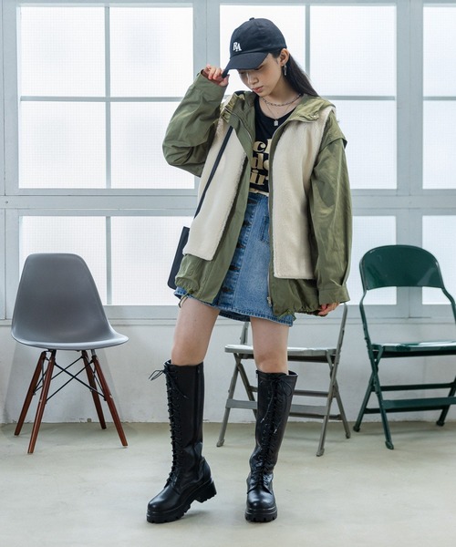 repipi armario（レピピ アルマリオ）の「2WAYミリタリーコート（ミリタリージャケット・キッズ・ブラック/カーキ・SMALL/MEDIUM/LARGE）」の11枚目の写真