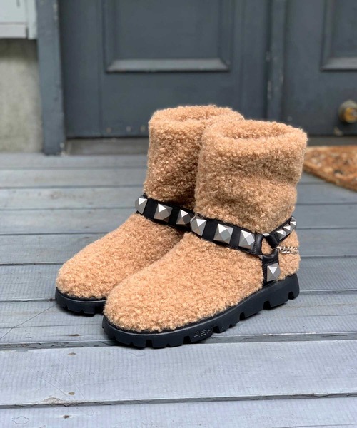 ASH(アッシュ)の「【JAGGER】スタッズファーブーツ(ブーツ・レディース・ブラウン・38/37/39/36)」の2枚目の写真