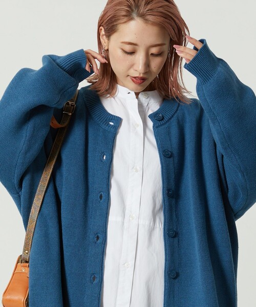 FREAK'S STORE（フリークスストア）の「【限定展開】クルーネックコットンニットカーディガン（カーディガン/ボレロ・レディース・グレー/ブラック/ベージュ/レッド/オリーブ/ブルー・ﾌﾘ-）」の5枚目の写真