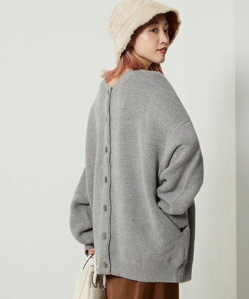 FREAK'S STORE（フリークスストア）の「【限定展開】クルーネックコットンニットカーディガン（カーディガン/ボレロ・レディース・グレー/ブラック/ベージュ/レッド/オリーブ/ブルー・ﾌﾘ-）」の7枚目の写真