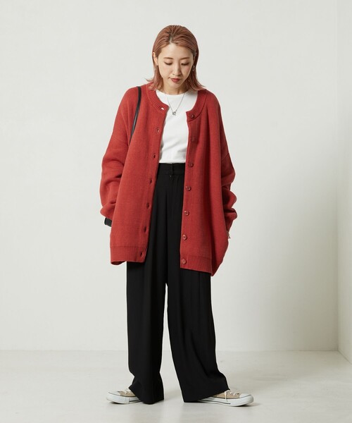 FREAK'S STORE（フリークスストア）の「【限定展開】クルーネックコットンニットカーディガン（カーディガン/ボレロ・レディース・グレー/ブラック/ベージュ/レッド/オリーブ/ブルー・ﾌﾘ-）」の18枚目の写真