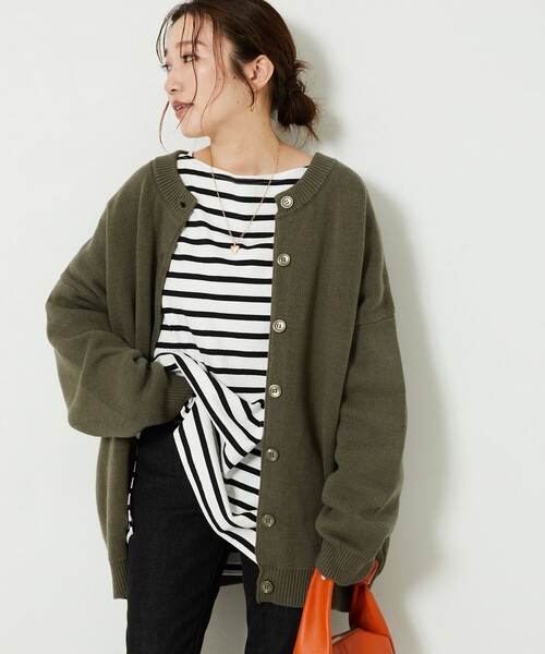 FREAK'S STORE（フリークスストア）の「【限定展開】クルーネックコットンニットカーディガン（カーディガン/ボレロ・レディース・グレー/ブラック/ベージュ/レッド/オリーブ/ブルー・ﾌﾘ-）」の9枚目の写真