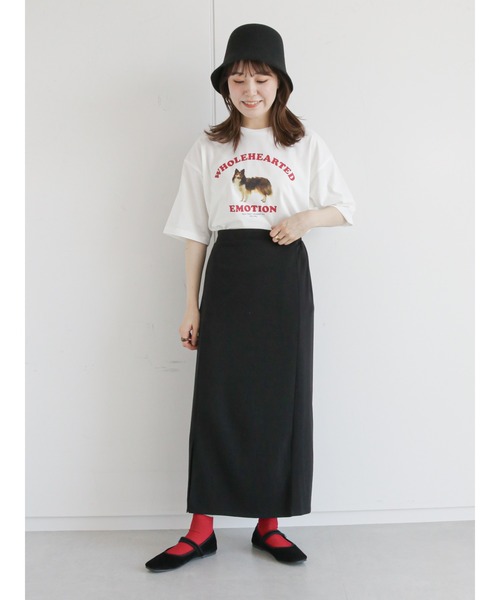 ehka sopo（エヘカソポ）の「カットサイドスリットペンシルスカート（スカート・レディース・ブラック/レッド/グリーン・ﾌﾘ-）」の5枚目の写真