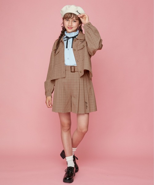 JENNI（ジェニィ）の「2wayリボン付きベレー（ハンチング/ベレー帽・キッズ・グレー/オフホワイト/ピンク・F）」の4枚目の写真