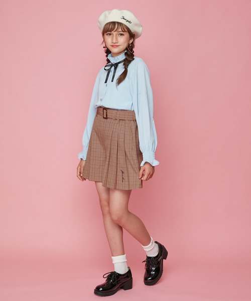 JENNI（ジェニィ）の「2wayリボン付きベレー（ハンチング/ベレー帽・キッズ・グレー/オフホワイト/ピンク・F）」の5枚目の写真
