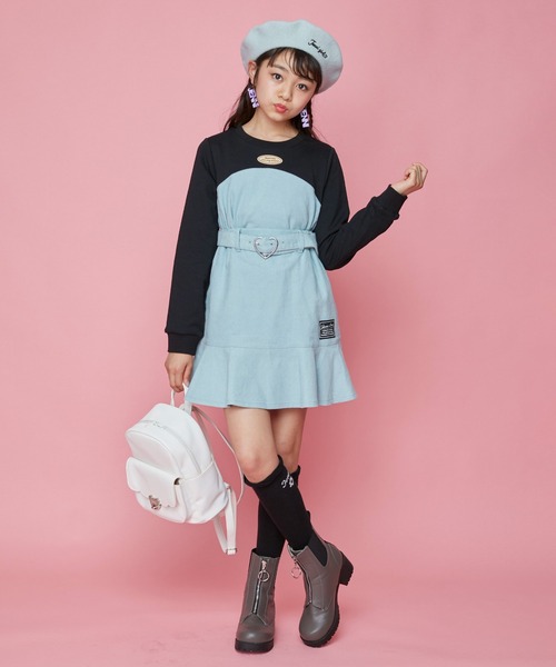 JENNI（ジェニィ）の「2wayリボン付きベレー（ハンチング/ベレー帽・キッズ・グレー/オフホワイト/ピンク・F）」の7枚目の写真