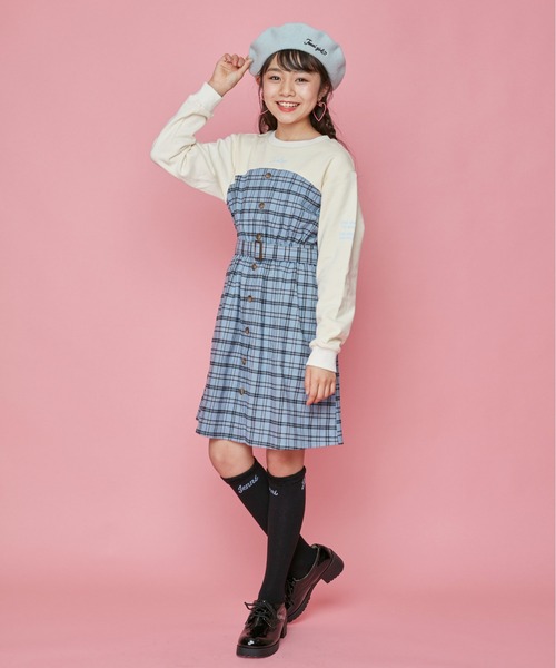 JENNI（ジェニィ）の「2wayリボン付きベレー（ハンチング/ベレー帽・キッズ・グレー/オフホワイト/ピンク・F）」の8枚目の写真