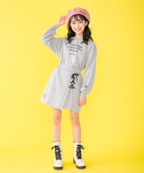 JENNI（ジェニィ）の「2wayリボン付きベレー（ハンチング/ベレー帽・キッズ・グレー/オフホワイト/ピンク・F）」の12枚目の写真