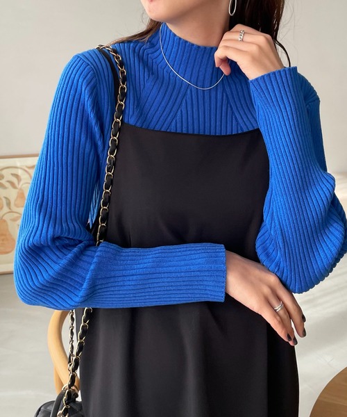 DISCOAT（ディスコート）の「変形リブプルオーバー（ニット/セーター・レディース・オフホワイト/ブラック/モカ/グリーン/ピンク/オレンジ/ブラウン系その他/ブルー・FREE）」の7枚目の写真