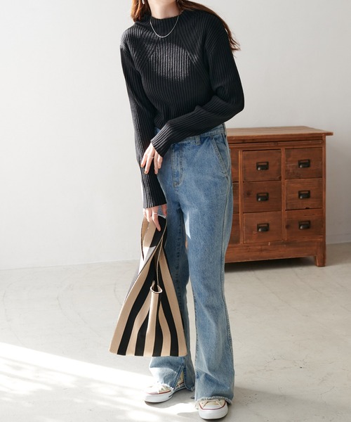 DISCOAT（ディスコート）の「変形リブプルオーバー（ニット/セーター・レディース・オフホワイト/ブラック/モカ/グリーン/ピンク/オレンジ/ブラウン系その他/ブルー・FREE）」の21枚目の写真