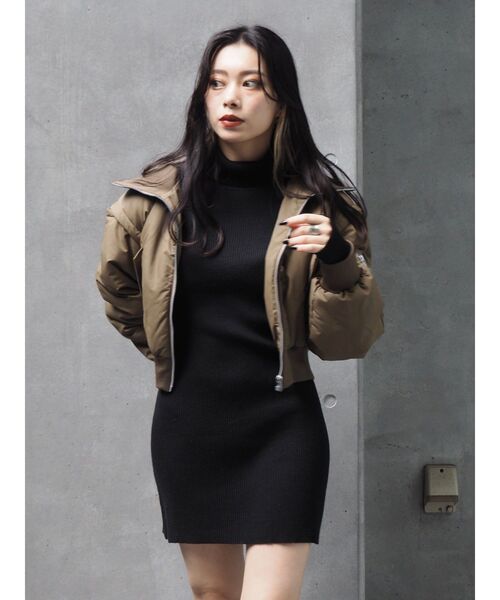 EVRIS（エヴリス）の「アームウォーマー2WAYタイトニットワンピース（ワンピース・レディース・ブラック/パープル/ブラウン・FREE）」の20枚目の写真