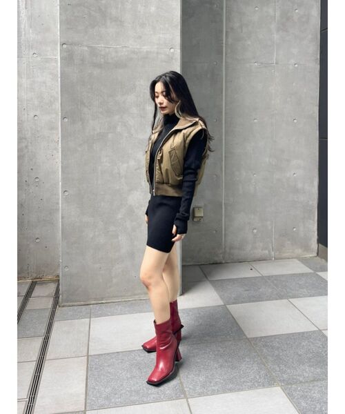 EVRIS（エヴリス）の「アームウォーマー2WAYタイトニットワンピース（ワンピース・レディース・ブラック/パープル/ブラウン・FREE）」の19枚目の写真