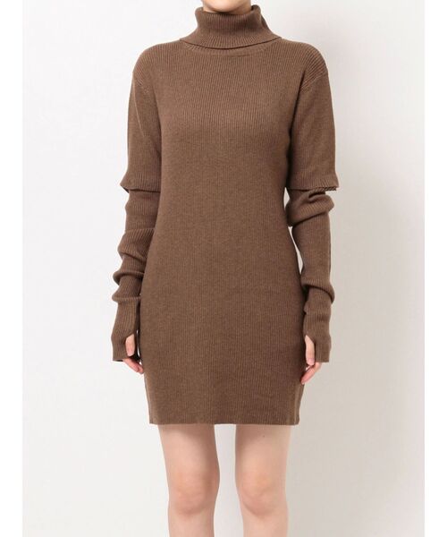 EVRIS（エヴリス）の「アームウォーマー2WAYタイトニットワンピース（ワンピース・レディース・ブラック/パープル/ブラウン・FREE）」の18枚目の写真