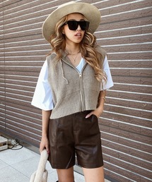 esutoreja | Knit hoodie vest(ニット/セーター)