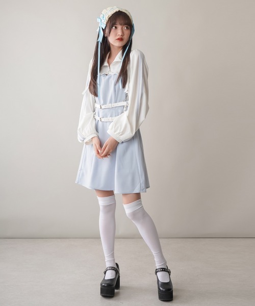 SPINNS(スピンズ)の「胸あきサイドライン ジャージワンピース(ワンピース・レディース・サックスブルー/ブラック・ONESIZE)」の7枚目の写真
