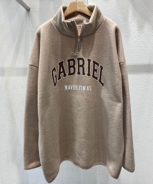 Dalfwin(ダールフィン)の「2022 AW 秋冬 韓国ファッション スウェット レディース GABRIELハーフジップフリースプルオーバー オーバーサイズ ビッグシルエット フリーストップス(スウェット・レディース・ブラック/ベージュ/グレー・FREE)」の4枚目の写真