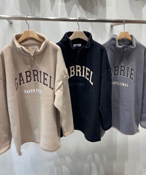 Dalfwin(ダールフィン)の「2022 AW 秋冬 韓国ファッション スウェット レディース GABRIELハーフジップフリースプルオーバー オーバーサイズ ビッグシルエット フリーストップス(スウェット・レディース・ブラック/ベージュ/グレー・FREE)」の9枚目の写真