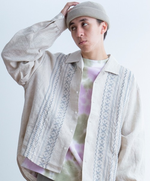 Universal Style Wear（ユニバーサルスタイルウェア）の「Universal Style Wear キューバ シャツ（シャツ/ブラウス・メンズ・ナチュラル/キャメル/サックスブルー/ブラック・MEDIUM/LARGE/X-LARGE）」の3枚目の写真