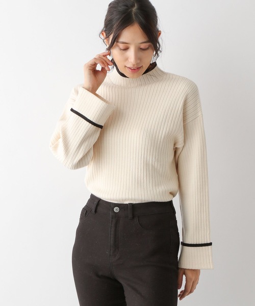 GLOBAL WORK（グローバルワーク）の「メルティワイドリブプルオーバー/176632（ニット/セーター・レディース・ブラック/オリーブ/ホワイト系その他/アイボリー/ライトベージュ/ライトグレー系・MEDIUM/LARGE）」の8枚目の写真