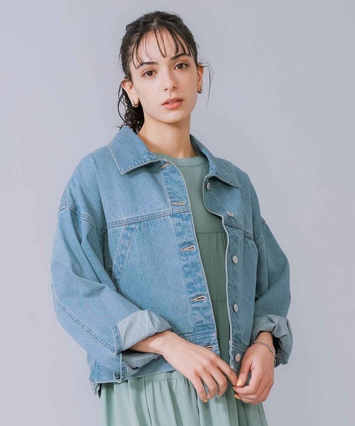 MILKFED.（ミルクフェド）の「DENIM JACKET（デニムジャケット・レディース・オフホワイト/ブラック/ライトインディゴブルー・ONE SIZE）」の3枚目の写真