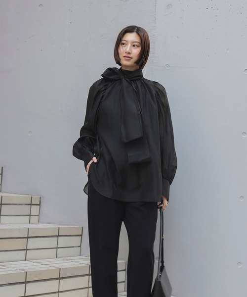 セレモニー・フォーマル】オーガンジー リボンブラウス（シャツ