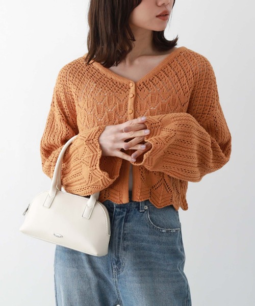 セール】2way透かし編みニットカーディガン（カーディガン/ボレロ
