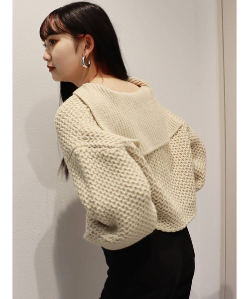 MURUA（ムルーア）の「セーラーカラークロップドニット（ニット/セーター・レディース・ブラック/ブルー/アイボリー・FREE）」の10枚目の写真