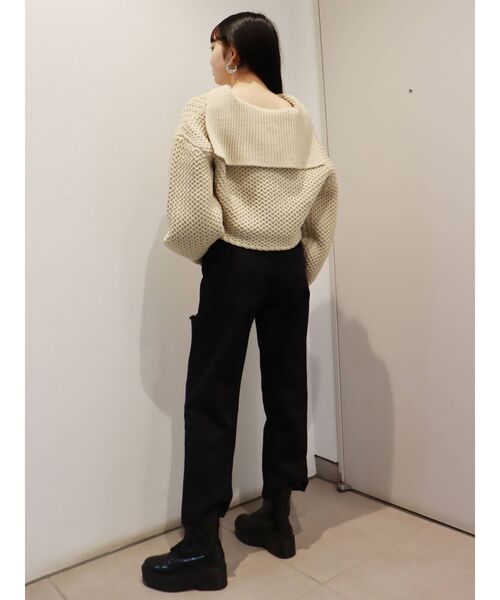 MURUA（ムルーア）の「セーラーカラークロップドニット（ニット/セーター・レディース・ブラック/ブルー/アイボリー・FREE）」の12枚目の写真