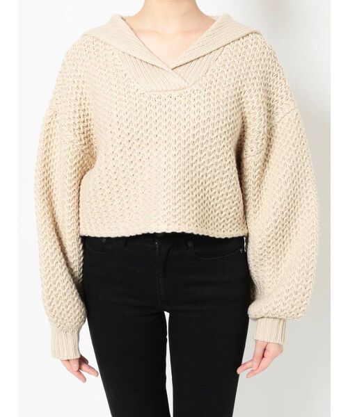 MURUA（ムルーア）の「セーラーカラークロップドニット（ニット/セーター・レディース・ブラック/ブルー/アイボリー・FREE）」の17枚目の写真