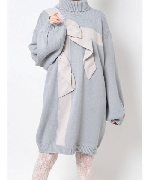 merry jenny（メリージェニー）の「プレゼントリボンニットワンピース（ワンピース・レディース・ブルー/アイボリー/ボルドー・FREE）」の2枚目の写真