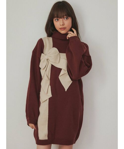 merry jenny（メリージェニー）の「プレゼントリボンニットワンピース（ワンピース・レディース・ブルー/アイボリー/ボルドー・FREE）」の10枚目の写真