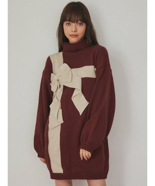 merry jenny（メリージェニー）の「プレゼントリボンニットワンピース（ワンピース・レディース・ブルー/アイボリー/ボルドー・FREE）」の12枚目の写真