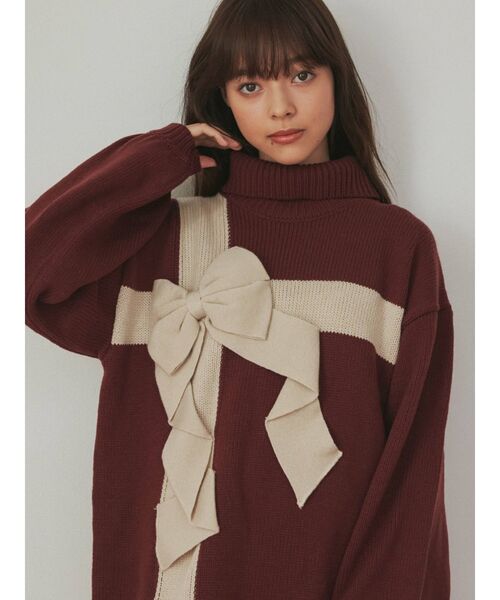 merry jenny（メリージェニー）の「プレゼントリボンニットワンピース（ワンピース・レディース・ブルー/アイボリー/ボルドー・FREE）」の13枚目の写真