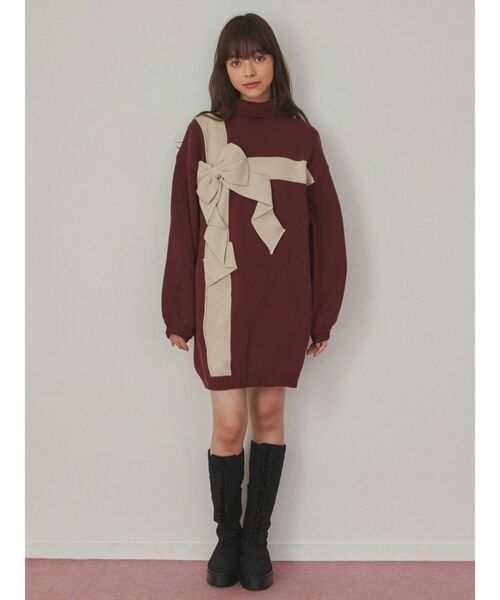 merry jenny（メリージェニー）の「プレゼントリボンニットワンピース（ワンピース・レディース・ブルー/アイボリー/ボルドー・FREE）」の14枚目の写真