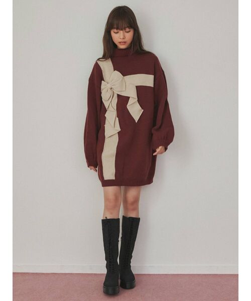 merry jenny（メリージェニー）の「プレゼントリボンニットワンピース（ワンピース・レディース・ブルー/アイボリー/ボルドー・FREE）」の16枚目の写真