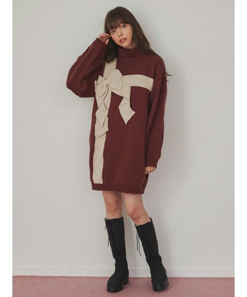 merry jenny（メリージェニー）の「プレゼントリボンニットワンピース（ワンピース・レディース・ブルー/アイボリー/ボルドー・FREE）」の17枚目の写真