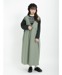 Samansa Mos2 | 脇リボンVネックジャンパースカート(ジャンパースカート)