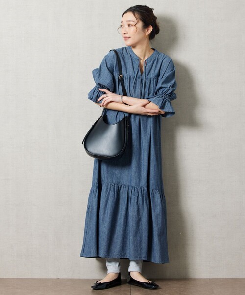 FREAK'S STORE（フリークスストア）の「【限定展開】シャンブレースキッパーティアードワンピース（ワンピース・レディース・ネイビー/サックスブルー・MEDIUM/SMALL）」の10枚目の写真