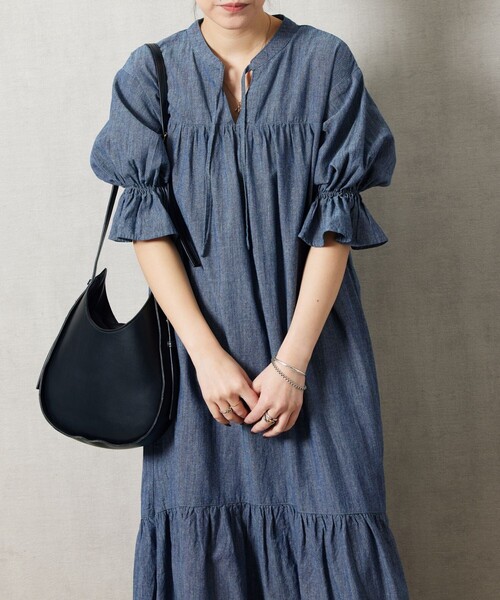 FREAK'S STORE（フリークスストア）の「【限定展開】シャンブレースキッパーティアードワンピース（ワンピース・レディース・ネイビー/サックスブルー・MEDIUM/SMALL）」の11枚目の写真