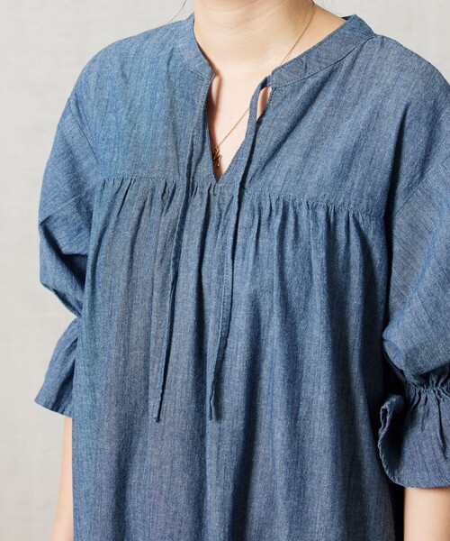 FREAK'S STORE（フリークスストア）の「【限定展開】シャンブレースキッパーティアードワンピース（ワンピース・レディース・ネイビー/サックスブルー・MEDIUM/SMALL）」の16枚目の写真