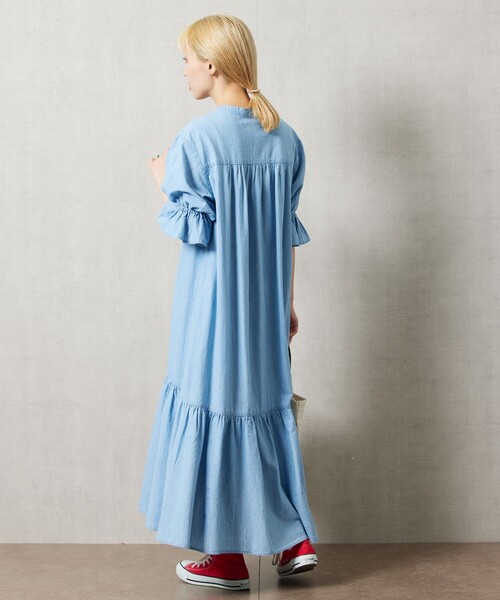 FREAK'S STORE（フリークスストア）の「【限定展開】シャンブレースキッパーティアードワンピース（ワンピース・レディース・ネイビー/サックスブルー・MEDIUM/SMALL）」の22枚目の写真