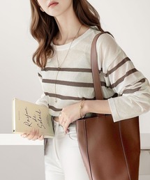 Java | 《JaVa ジャバコラボ》程よい透け感でこなれレディに格上げ。シアーボーダープルオーバー(Tシャツ/カットソー)