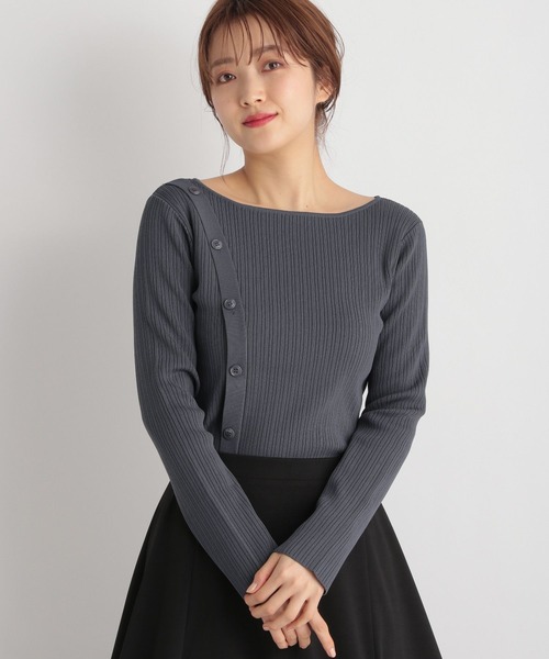 Andemiu(アンデミュウ)の「フロントボタンニット185917(ニット/セーター・レディース・ブラック/オフホワイト/ブルー/ピンク・FREE)」の3枚目の写真