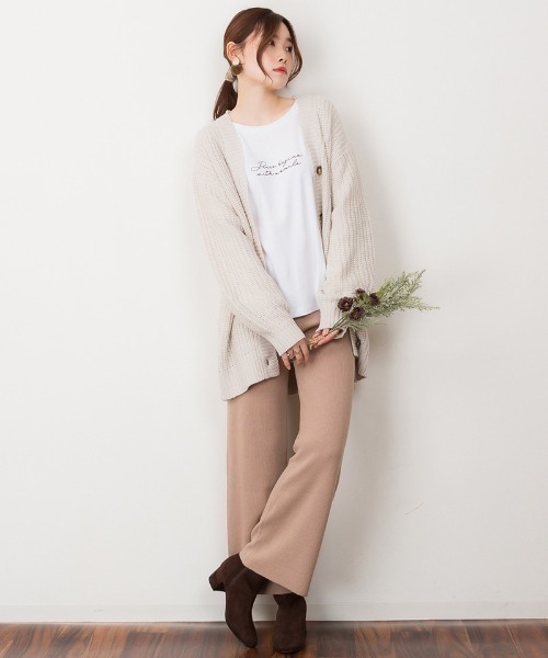 atONE(アットワン)の「atONE ニットワイドパンツ(その他パンツ・レディース・ブラック/グレイッシュベージュ/ネイビー・M-L/LL~3L/4L~5L)」の11枚目の写真