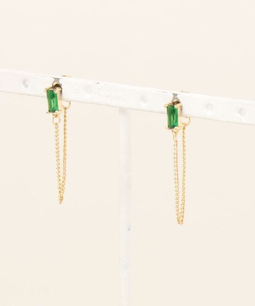 TIMELESS&THREE（タイムレスアンドスリー）の「スクエアビジューチェーンピアス（ピアス（両耳用）・レディース・グリーン/ブルー/ラベンダー/レッド/ピンク/ホワイト・FREE）」の13枚目の写真