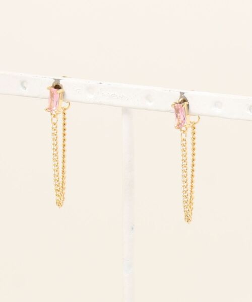 TIMELESS&THREE（タイムレスアンドスリー）の「スクエアビジューチェーンピアス（ピアス（両耳用）・レディース・グリーン/ブルー/ラベンダー/レッド/ピンク/ホワイト・FREE）」の9枚目の写真