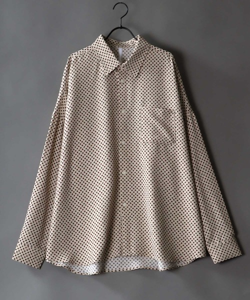 SITRY(シトリー)の「Oversize Drop shoulder Patterned shirt/オーバーサイズ ドロップショルダー 総柄 シャツ(シャツ/ブラウス・メンズ・ネイビー/ホワイト系その他/ブラック系その他2/ブラック/グリーン/ブラウン系その他/ホワイト/ブラウン/ブラック系その他・L/M/XL)」の3枚目の写真