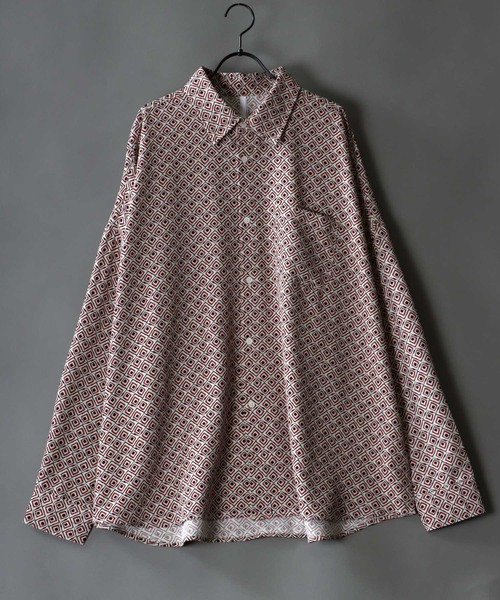 SITRY(シトリー)の「Oversize Drop shoulder Patterned shirt/オーバーサイズ ドロップショルダー 総柄 シャツ(シャツ/ブラウス・メンズ・ネイビー/ホワイト系その他/ブラック系その他2/ブラック/グリーン/ブラウン系その他/ホワイト/ブラウン/ブラック系その他・L/M/XL)」の2枚目の写真