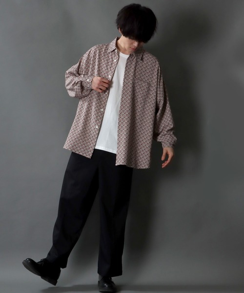 SITRY(シトリー)の「Oversize Drop shoulder Patterned shirt/オーバーサイズ ドロップショルダー 総柄 シャツ(シャツ/ブラウス・メンズ・ネイビー/ホワイト系その他/ブラック系その他2/ブラック/グリーン/ブラウン系その他/ホワイト/ブラウン/ブラック系その他・L/M/XL)」の18枚目の写真